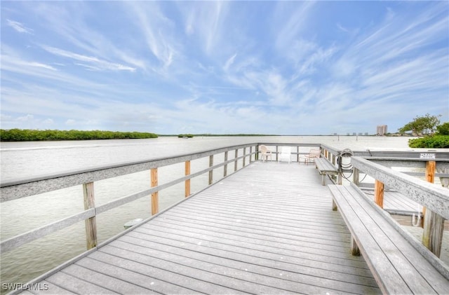 dock area featuring a water view