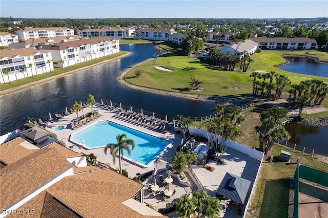 bird's eye view featuring a water view