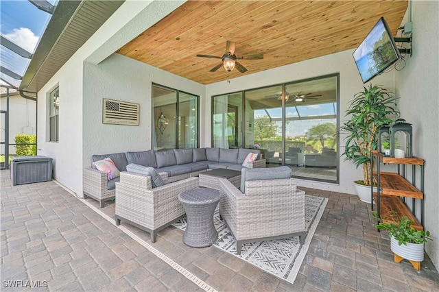 view of patio / terrace with an outdoor hangout area and ceiling fan