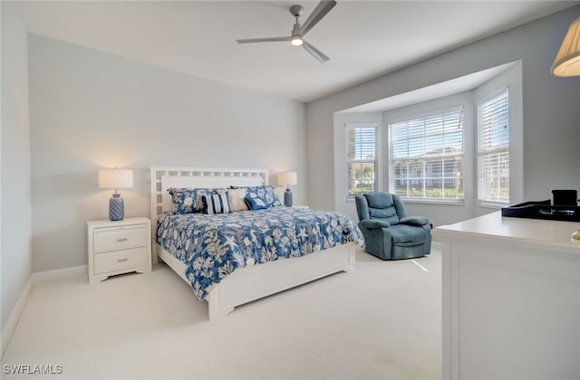 bedroom featuring carpet flooring and ceiling fan