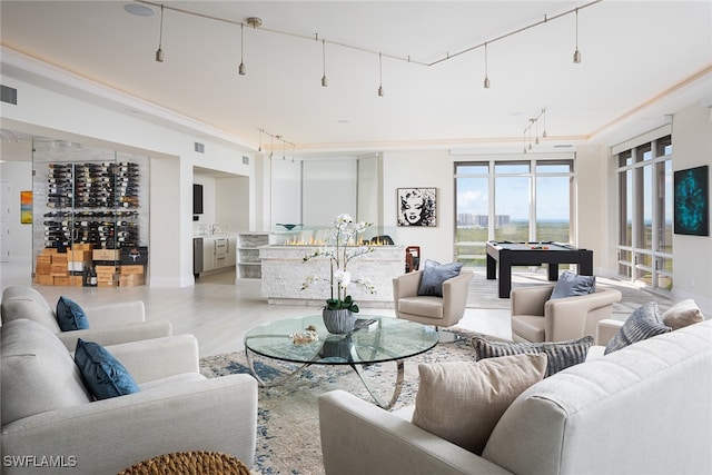 living room with light hardwood / wood-style flooring