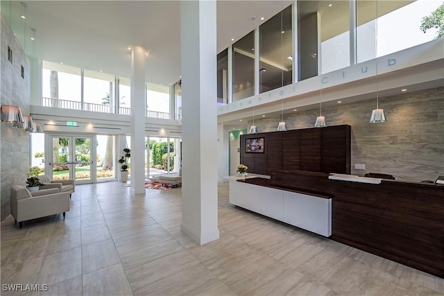 welcome area with french doors