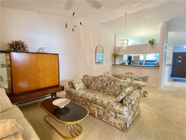 living room with light colored carpet