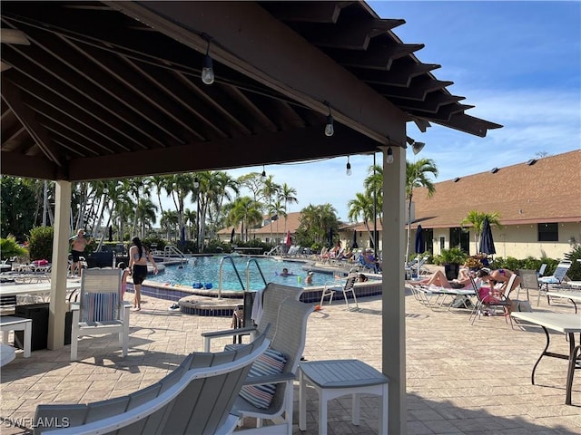 view of pool featuring a patio area