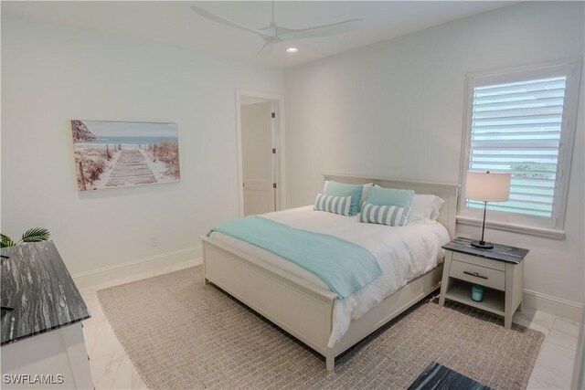 bedroom featuring ceiling fan