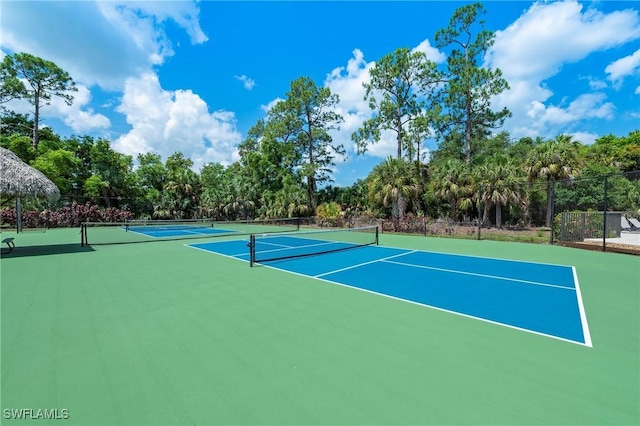 view of sport court featuring basketball hoop