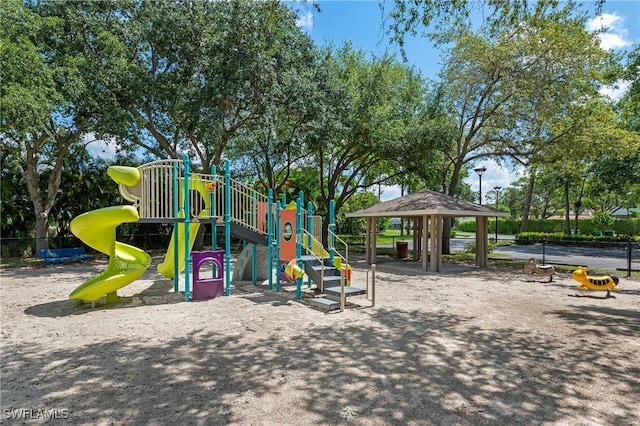 view of playground with a gazebo