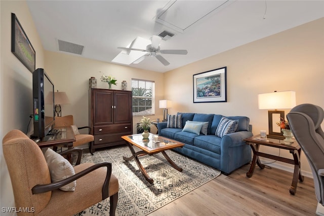 living room featuring light wood-type flooring