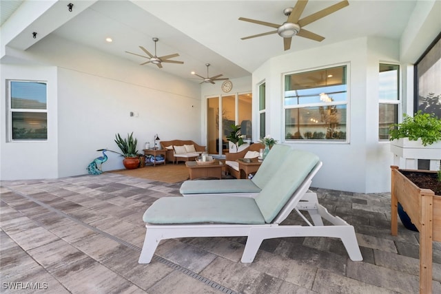 view of patio / terrace featuring outdoor lounge area and ceiling fan