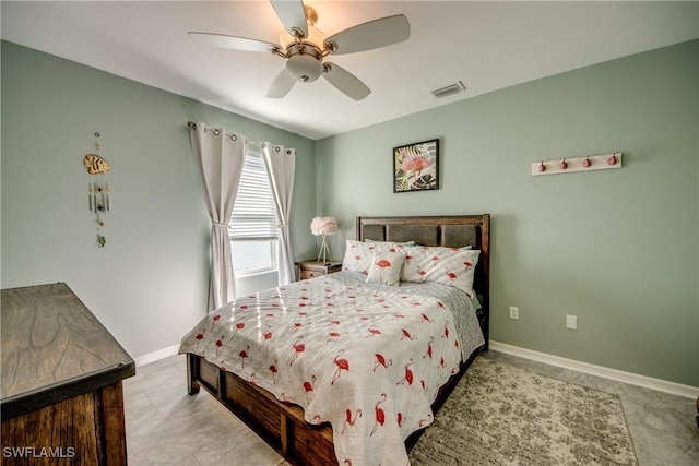 bedroom featuring ceiling fan