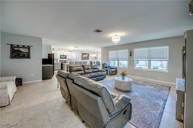 view of tiled living room