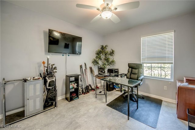 office featuring ceiling fan