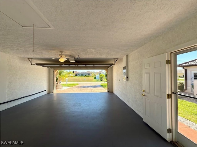 garage featuring a textured wall