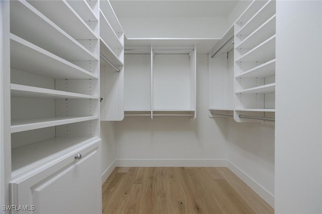 spacious closet featuring light hardwood / wood-style floors