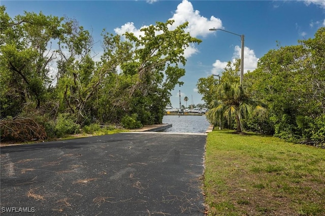 view of road featuring a water view