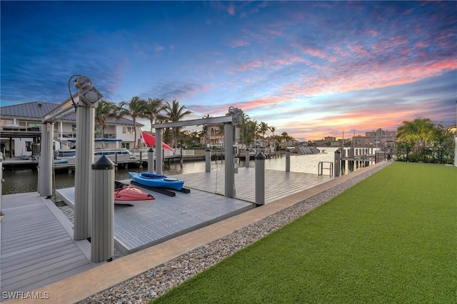 dock area featuring a water view