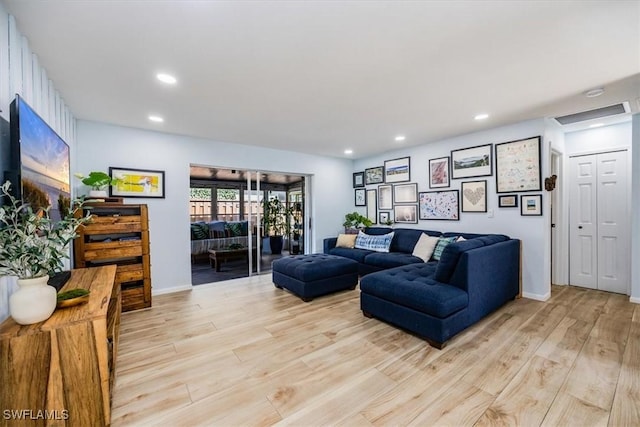 living room featuring light hardwood / wood-style floors