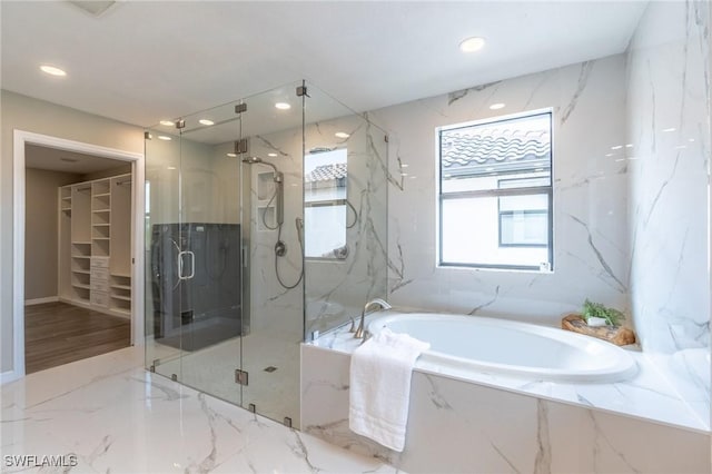 bathroom with plus walk in shower