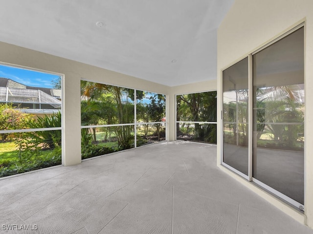 view of unfurnished sunroom