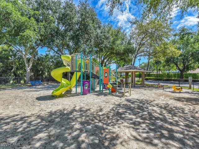 view of jungle gym with a gazebo