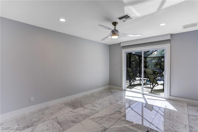 empty room featuring ceiling fan