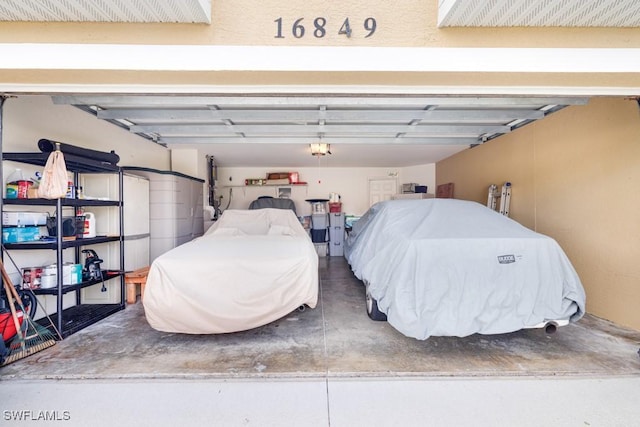 garage with a garage door opener