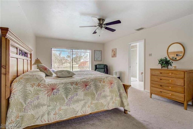 bedroom featuring carpet and ceiling fan