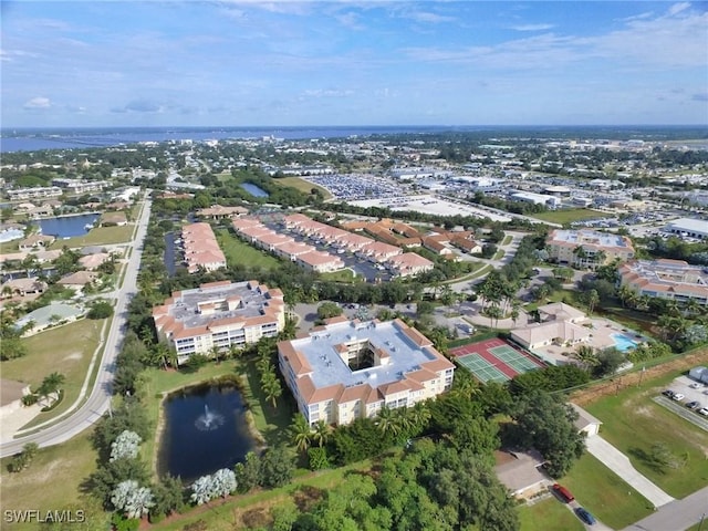 bird's eye view featuring a water view