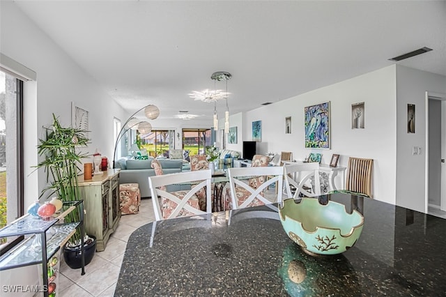 view of tiled dining area