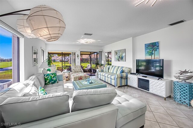 view of tiled living room