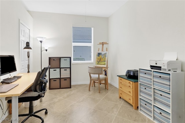 office space featuring light tile patterned flooring