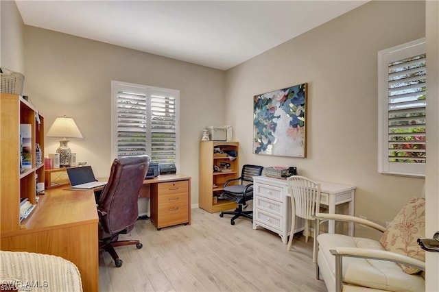 office featuring light wood-type flooring