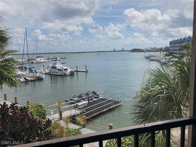 view of dock featuring a water view