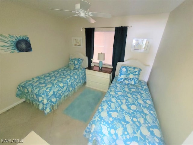 bedroom featuring ceiling fan