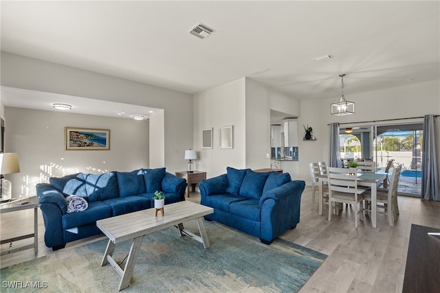 living room featuring light hardwood / wood-style floors