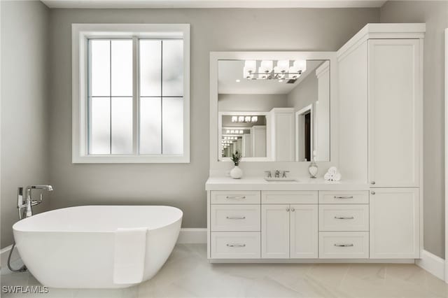 bathroom featuring a bathing tub and vanity