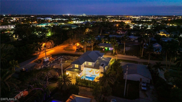 view of aerial view at night