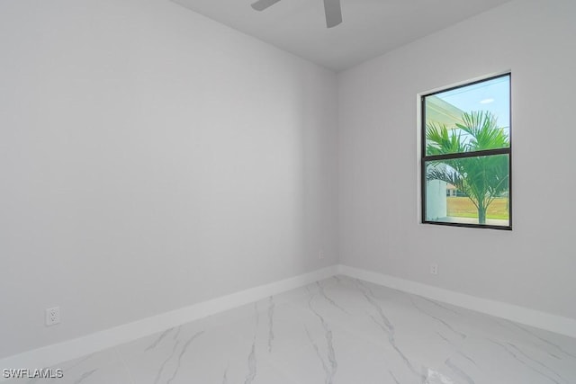 unfurnished room with ceiling fan