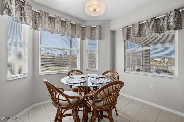 tiled dining room featuring plenty of natural light