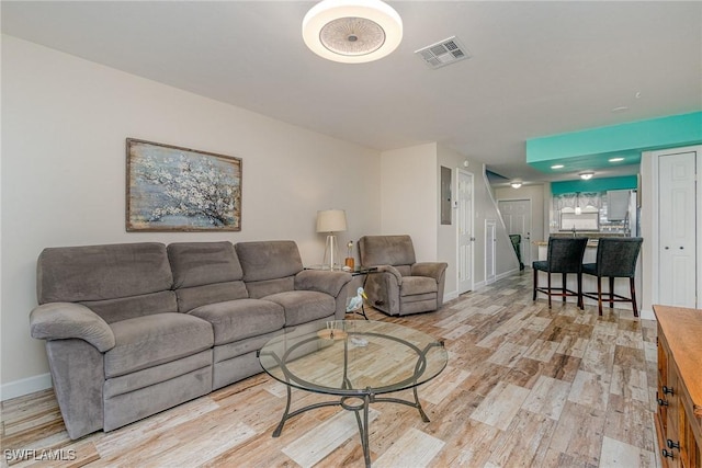 living room featuring light hardwood / wood-style flooring