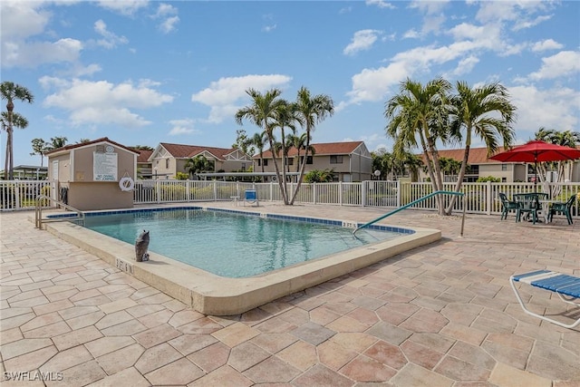 view of swimming pool with a patio