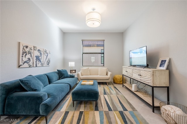 view of tiled living room