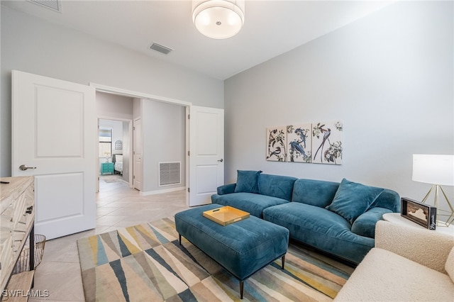 view of tiled living room