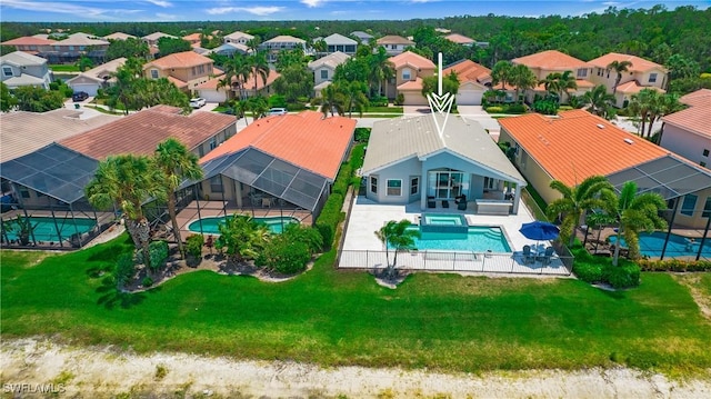 aerial view with a residential view