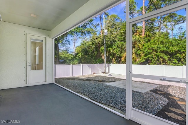 view of unfurnished sunroom