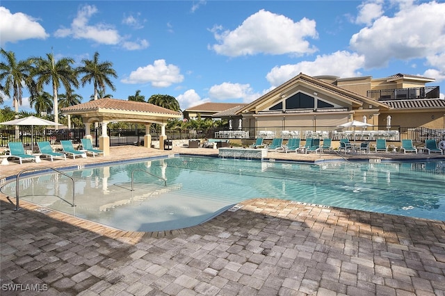 view of pool featuring a patio