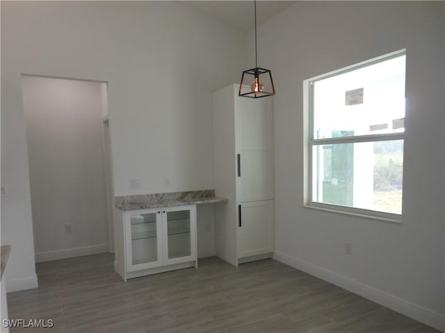 interior space with light hardwood / wood-style floors