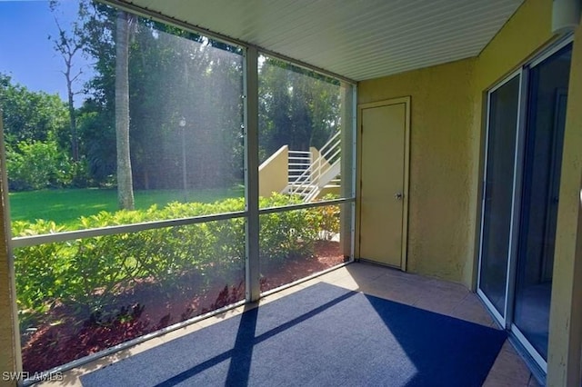 view of unfurnished sunroom