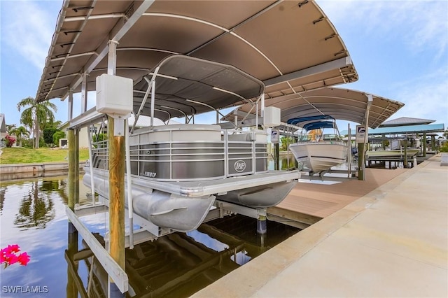 dock area featuring a water view