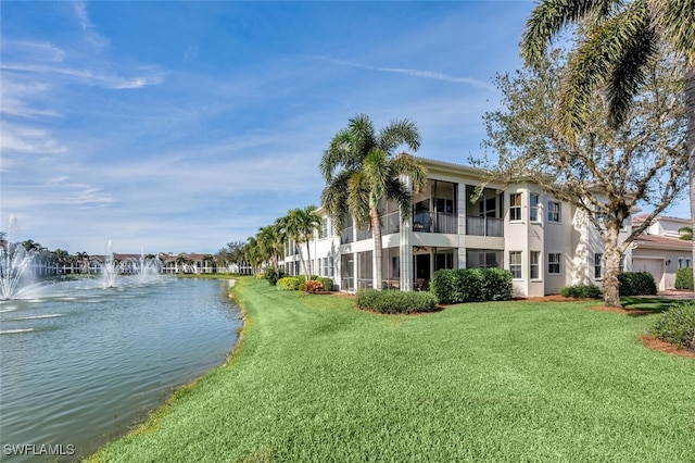 exterior space featuring a water view